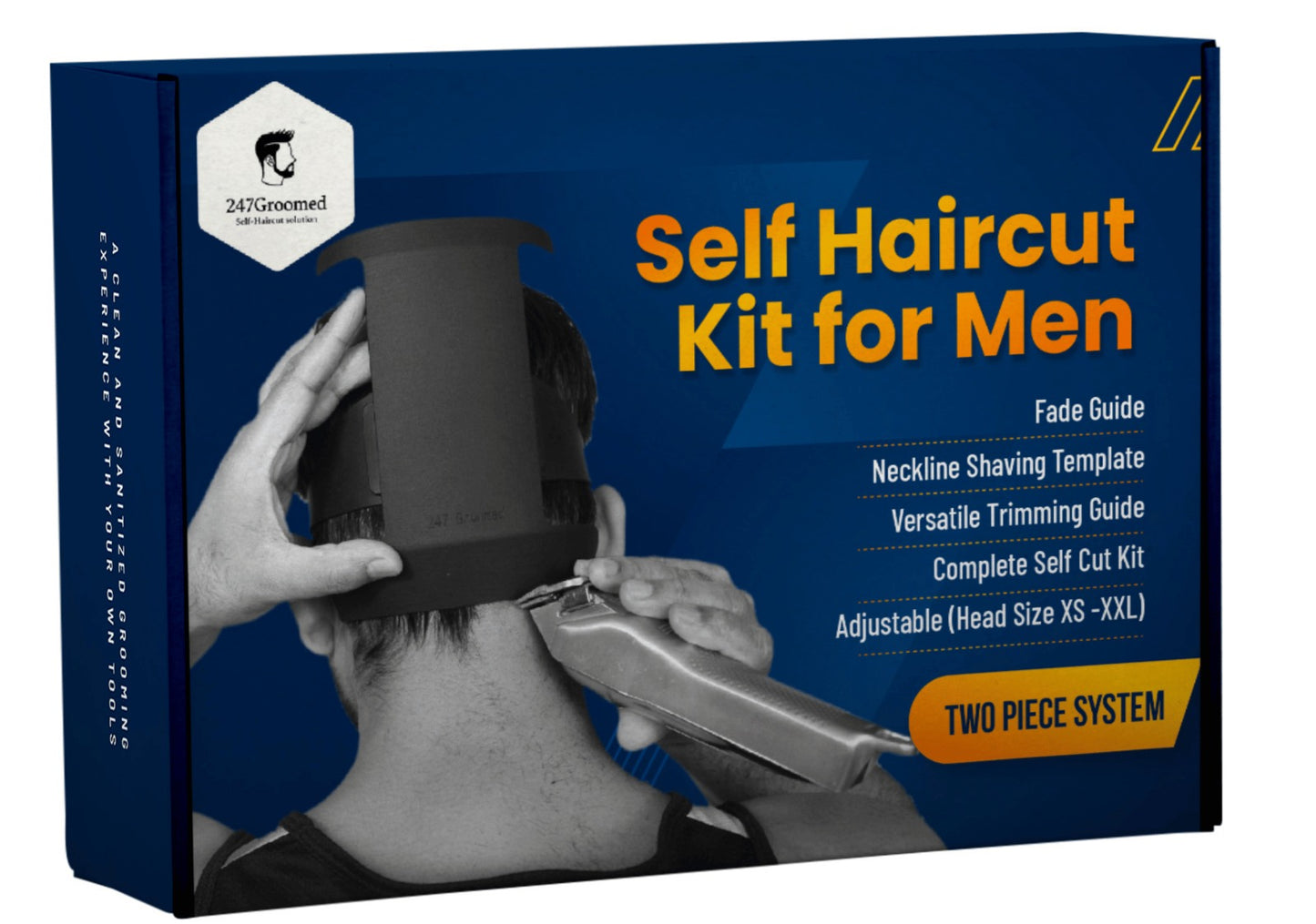 Self Haircut Kit for Men | 2Pcs SelfCut Guide for Men: Neckline Shaving Template & Fade Guide | Adjustable Size Hair Fade Tool & Stable Neck Line Up Tool | Hair Cut for Kids & Seniors
