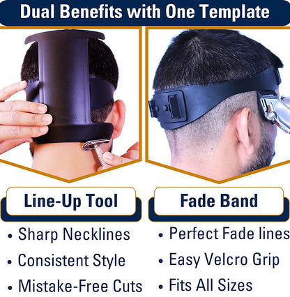 Self Haircut Kit for Men | 2Pcs SelfCut Guide for Men: Neckline Shaving Template & Fade Guide | Adjustable Size Hair Fade Tool & Stable Neck Line Up Tool | Hair Cut for Kids & Seniors