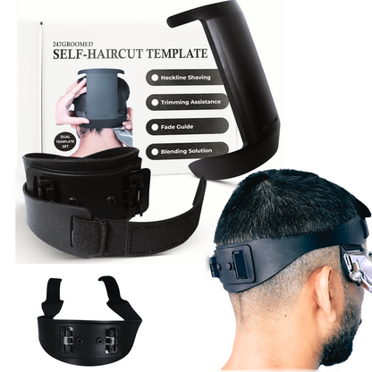 Self Haircut Kit for Men | 2Pcs SelfCut Guide for Men: Neckline Shaving Template & Fade Guide | Adjustable Size Hair Fade Tool & Stable Neck Line Up Tool | Hair Cut for Kids & Seniors
