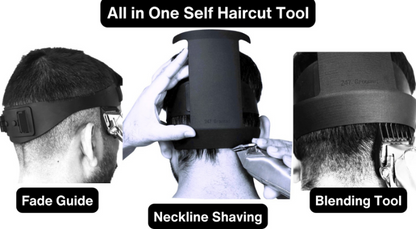Self Haircut Kit for Men | 2Pcs SelfCut Guide for Men: Neckline Shaving Template & Fade Guide | Adjustable Size Hair Fade Tool & Stable Neck Line Up Tool | Hair Cut for Kids & Seniors