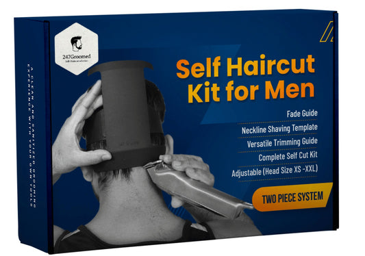 Self Haircut Kit for Men | 2Pcs SelfCut Guide for Men: Neckline Shaving Template & Fade Guide | Adjustable Size Hair Fade Tool & Stable Neck Line Up Tool | Hair Cut for Kids & Seniors