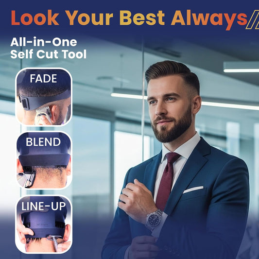 247 Groomed Self Haircut Kit for Men, Neckline & Fade Guide, 2-Piece